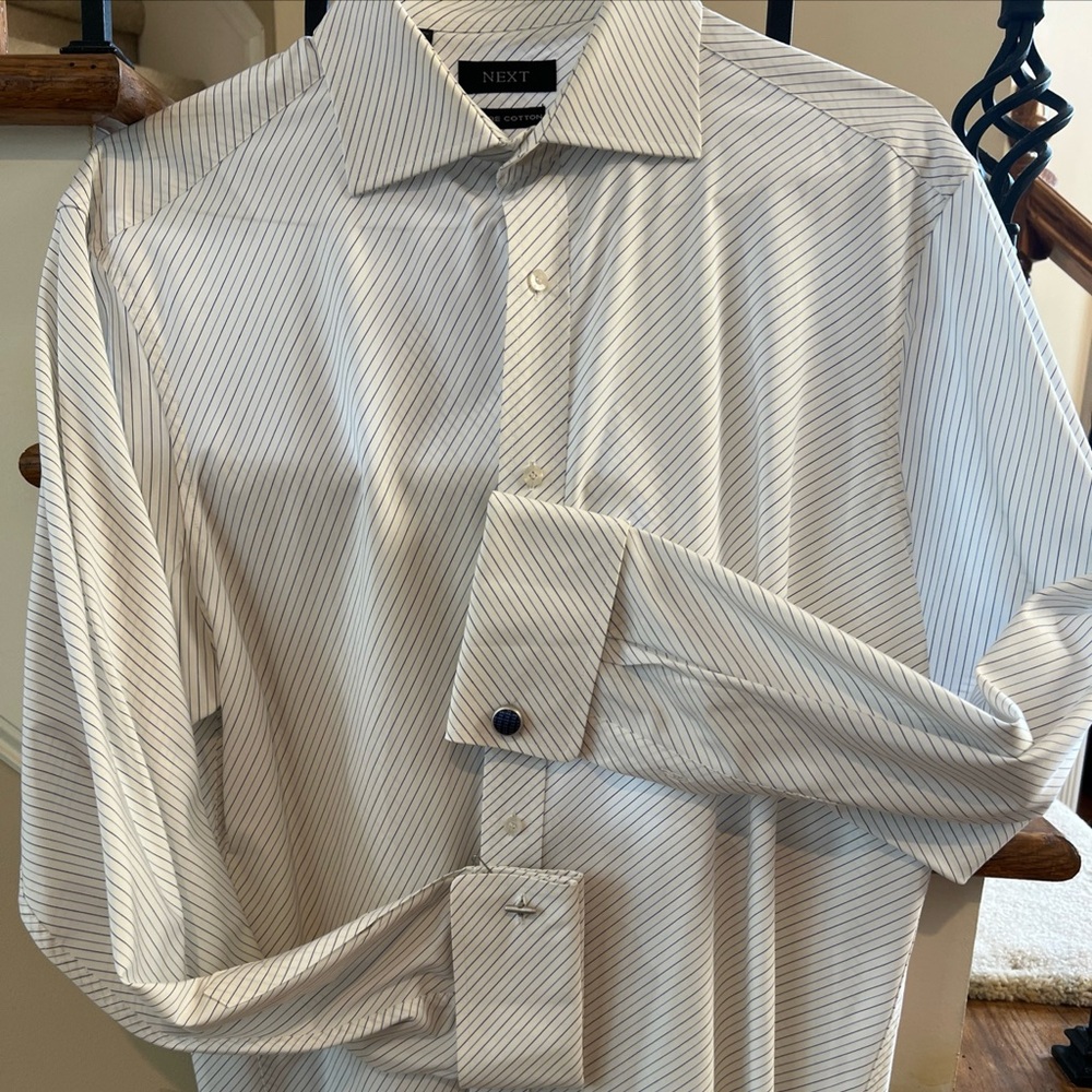 Next White Shirt with Blue Stripes